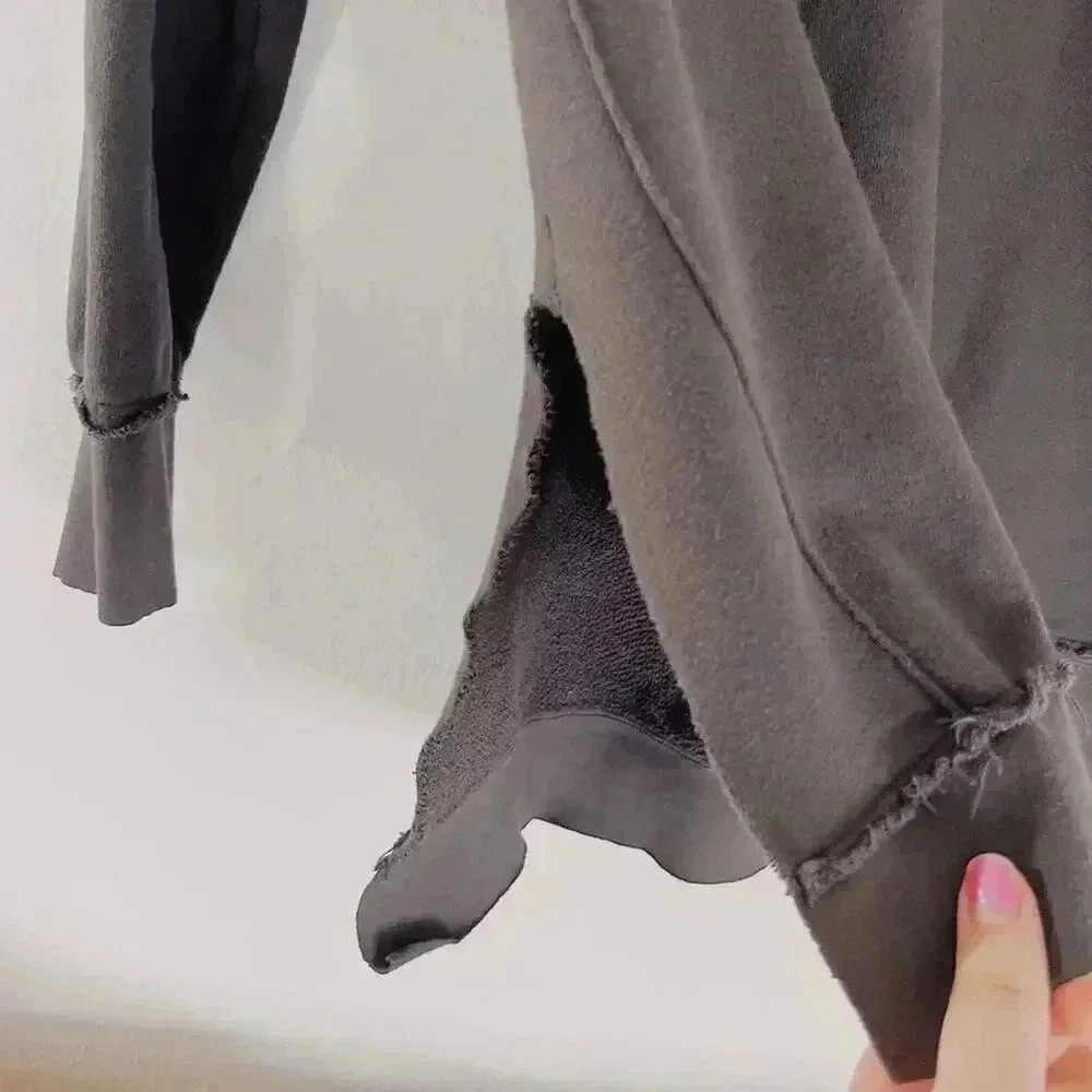 Sol Angeles Charcoal Terrycloth Crewneck Sweatshirt Women's Size L Loungewear - Picture 2 of 5